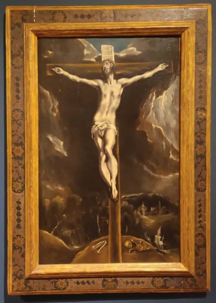 cristo en la cruz, un paisajecon jinetes