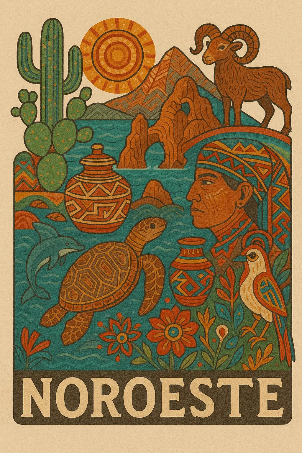 Paisaje del Noroeste de México desierto y mar de Cortés