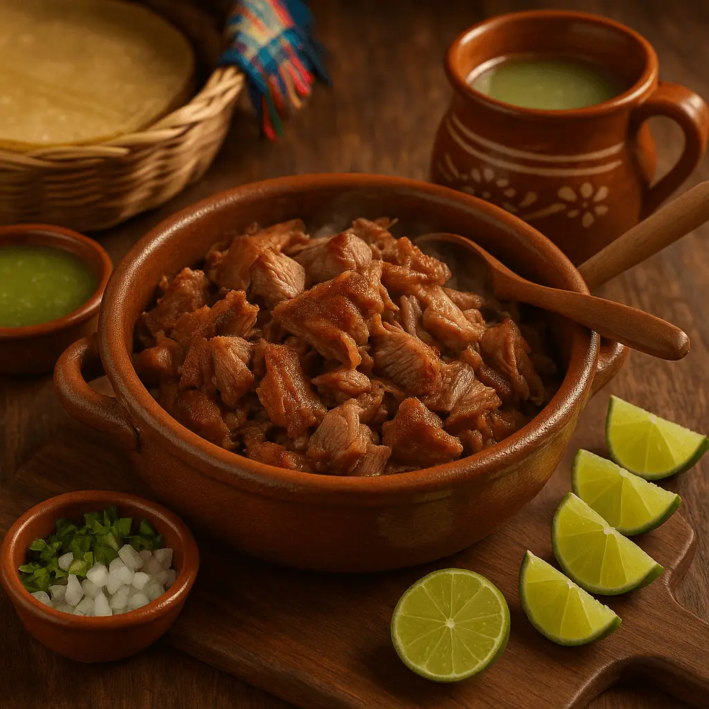 carnitas estilo Michoacán son un plato tradicional y emblemático de la gastronomía mexicana, cuyo origen se remonta al estado de Michoacán