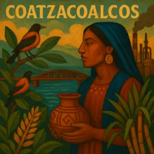 Coatzacoalcos y costa veracruzana al atardecer.
