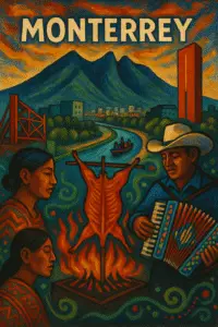 Vista panorámica del Cerro de la Silla y lugares turísticos de Monterrey, Nuevo León.