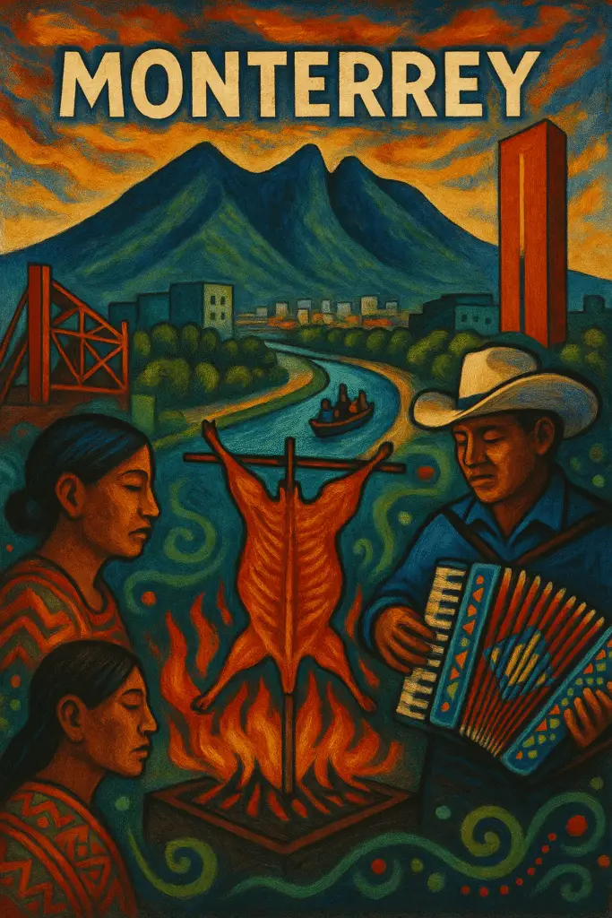 Vista panorámica del Cerro de la Silla y lugares turísticos de Monterrey, Nuevo León.