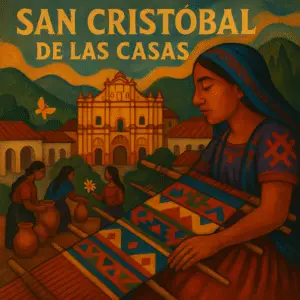 Calles coloniales y templos coloridos de San Cristóbal de las Casas, Chiapas.