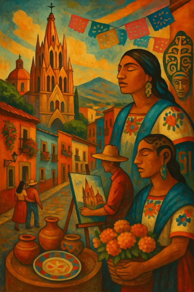 Parroquia de San Miguel Arcángel y lugares para visitar en San Miguel de Allende, Guanajuato.