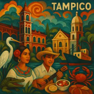 Laguna del Carpintero y puerto marítimo de Tampico, Tamaulipas.