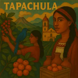 Volcán Tacaná y plantaciones de café en Tapachula, Chiapas.