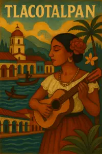 Casas de colores y río Papaloapan en Tlacotalpan, Veracruz