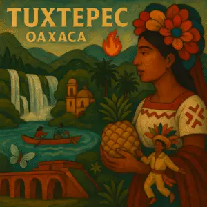 Río Papaloapan y paisaje tropical en Tuxtepec, región norte de Oaxaca.