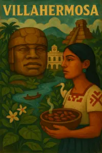 Parque Museo La Venta con cabezas olmecas en Villahermosa, Tabasco.
