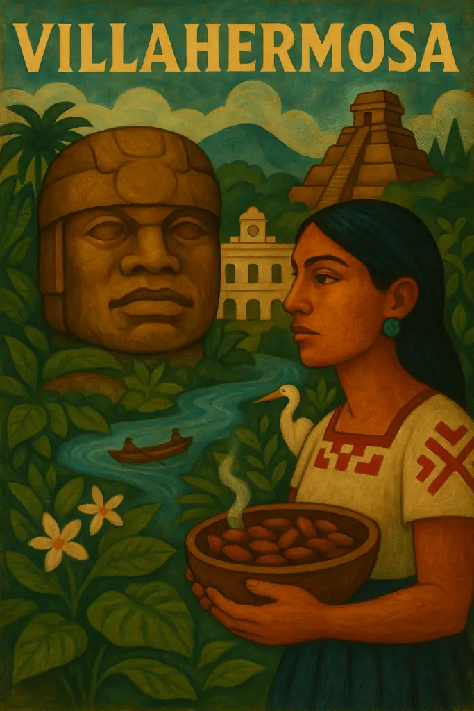 Parque Museo La Venta con cabezas olmecas en Villahermosa, Tabasco.