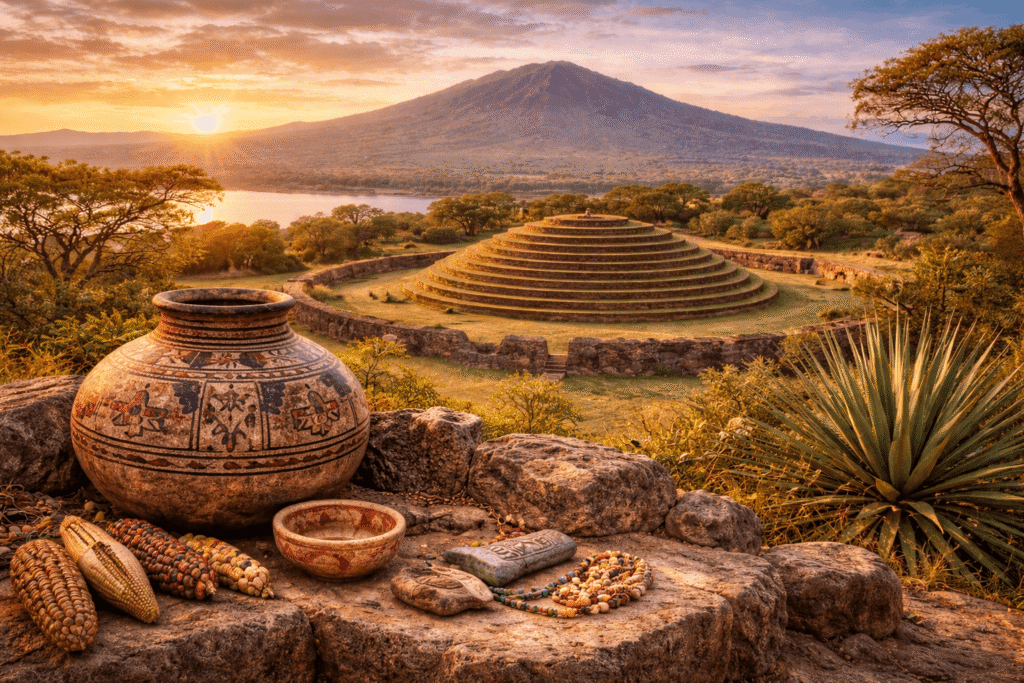 Elementos arquitectónicos y culturales relacionados a las culturas del occidente de México. 